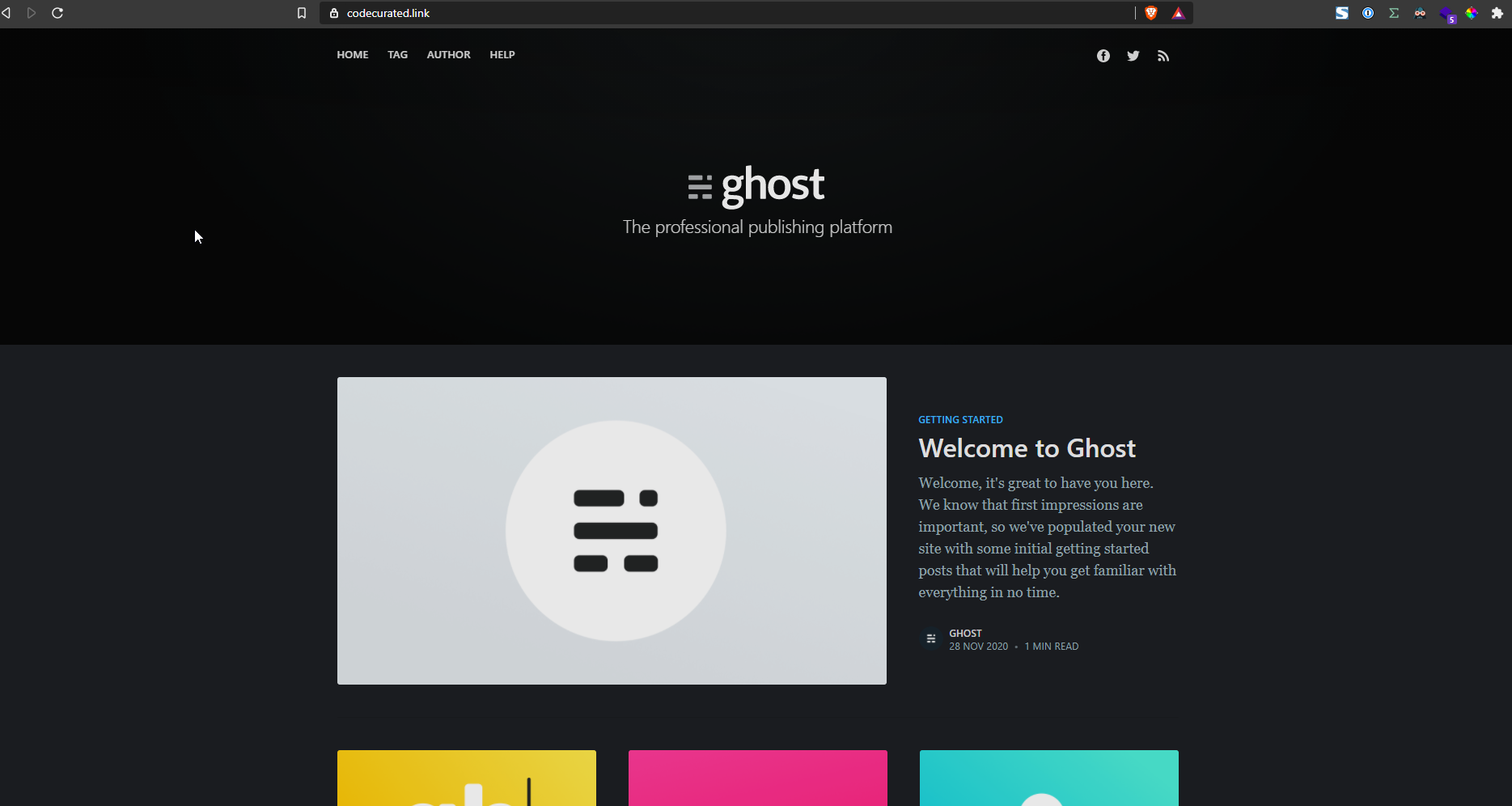 Self-hosted Ghost homepage