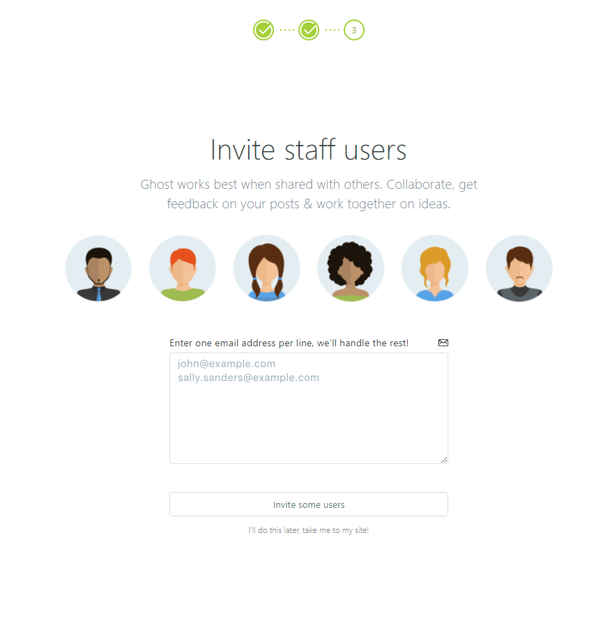 Invite staff users on self-hosted Ghost